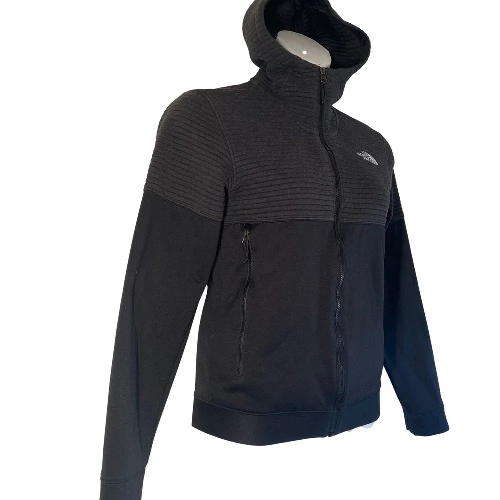 The North Face Black Performance Jacket mens XS with Hood Full Zip Ribbed Hoodie